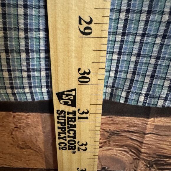 Wrangler Riata Western Shirt Medium Blue Plaid Shirt Sleeve Button Down Cowboy - Picture 6 of 9